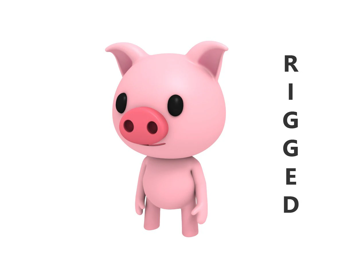 rigged pig 3D Model .c4d .max .obj .3ds .fbx .stl .blend 