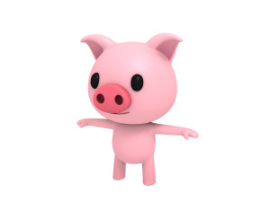 rigged pig 3D Model