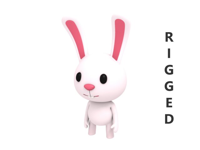 rigged rabbit 3D Модель .c4d .max .obj .3ds .fbx .stl .blend 