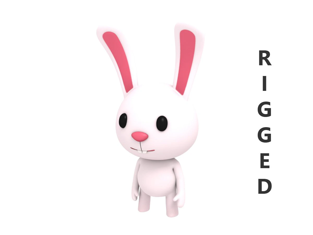 rigged rabbit 3D Model .c4d .max .obj .3ds .fbx .stl .blend 