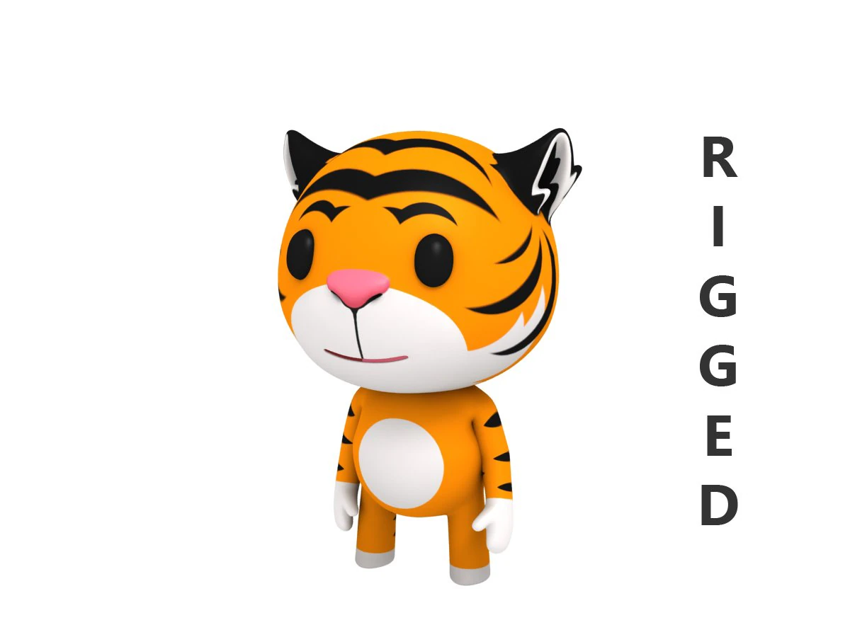 rigged tiger 3D Model .c4d .max .obj .3ds .fbx .stl .blend 