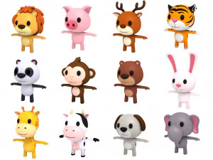 rigged animal pack 3D Model