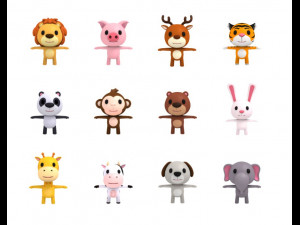 rigged animal pack 3D Модель