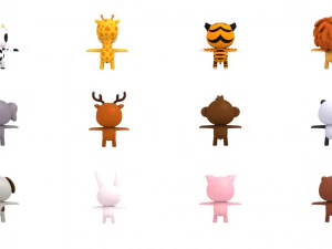 rigged animal pack 3D Model