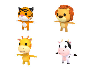rigged animal pack 3D Модель