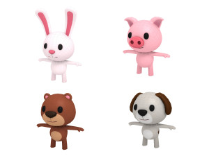 rigged animal pack 3D Модель