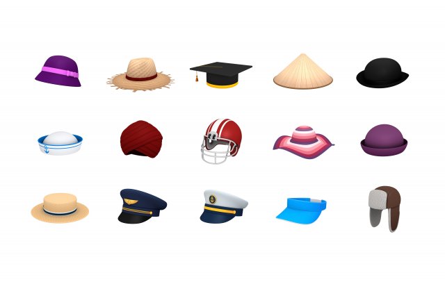 hats and helmet pack 3 3D Модель .c4d .max .obj .3ds .fbx .stl .blend 