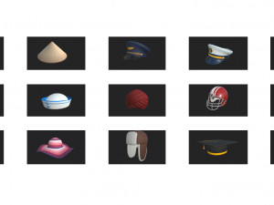 hats and helmet pack 3 3D Модель
