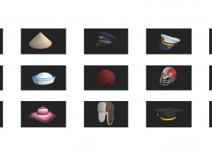 hats and helmet pack 3 3D Model