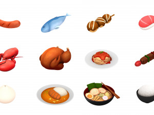 cartoon food pack 2 3D Model