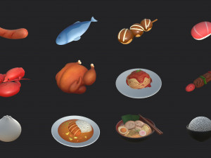 cartoon food pack 2 Modello 3D