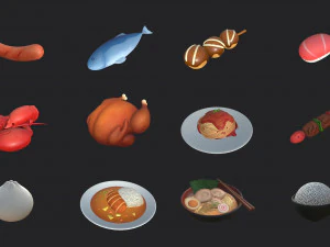 cartoon food pack 2 3D Model