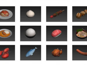 cartoon food pack 2 3D Model