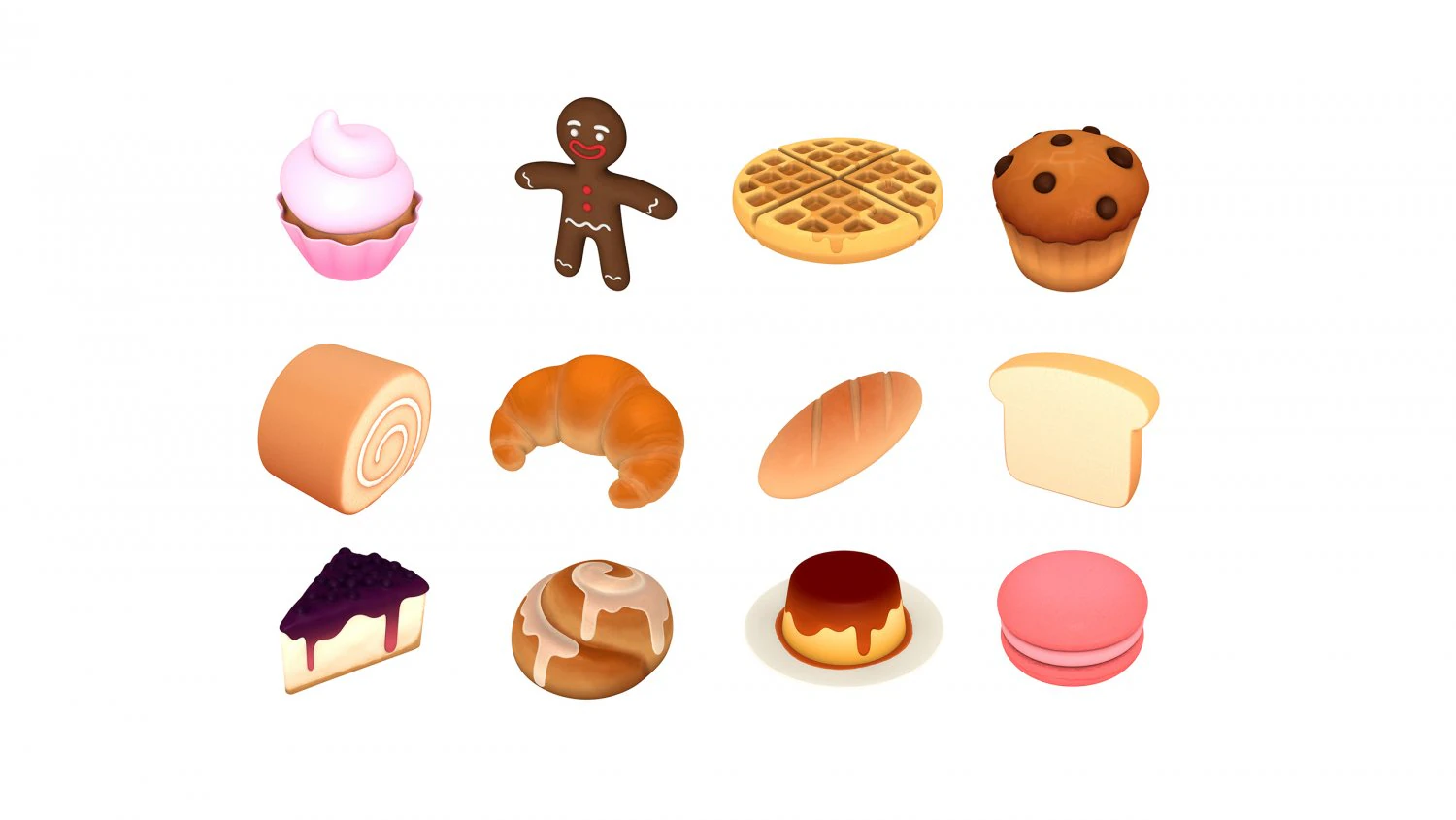 cartoon food pack 3 3D Model .c4d .max .obj .3ds .fbx .stl .blend 