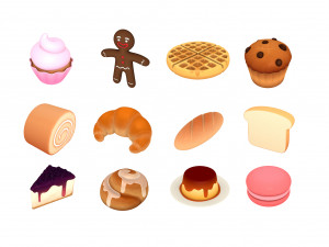 cartoon food pack 3 Modello 3D