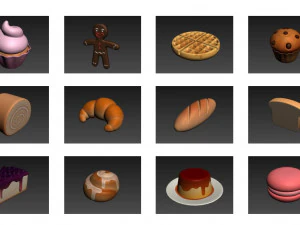 cartoon food pack 3 3D Model
