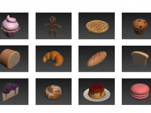 cartoon food pack 3 3D Model