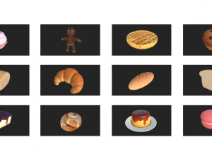 cartoon food pack 3 3D Model