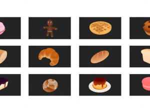 cartoon food pack 3 3D Model