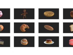 cartoon food pack 3 3D Model
