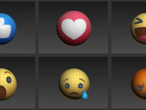 animated facebook reaction button pack 3D Model