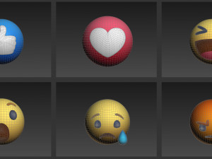 animated facebook reaction button pack Modelo 3D