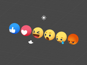 animated facebook reaction button pack Modelo 3D