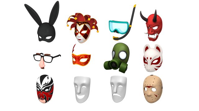 3d mask pack 3D Model .c4d .max .obj .3ds .fbx .stl .blend 