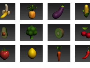 cartoon food pack 4 3D Model