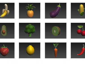 cartoon food pack 4 3D Model