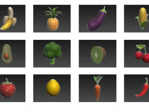 cartoon food pack 4 3D Model