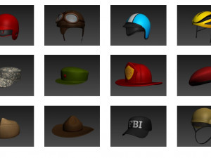 hats and helmet pack 4 3D-Modell