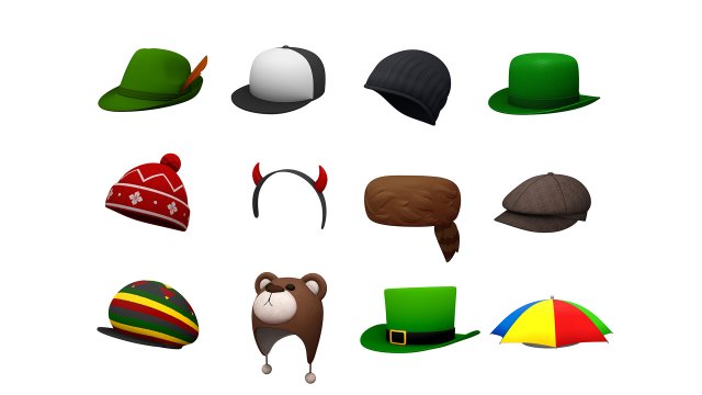 hats pack 5 3D Model .c4d .max .obj .3ds .fbx .stl .blend 