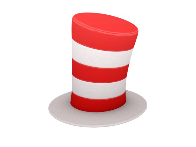 striped top hat 3D Model .c4d .max .obj .3ds .fbx .stl .blend 