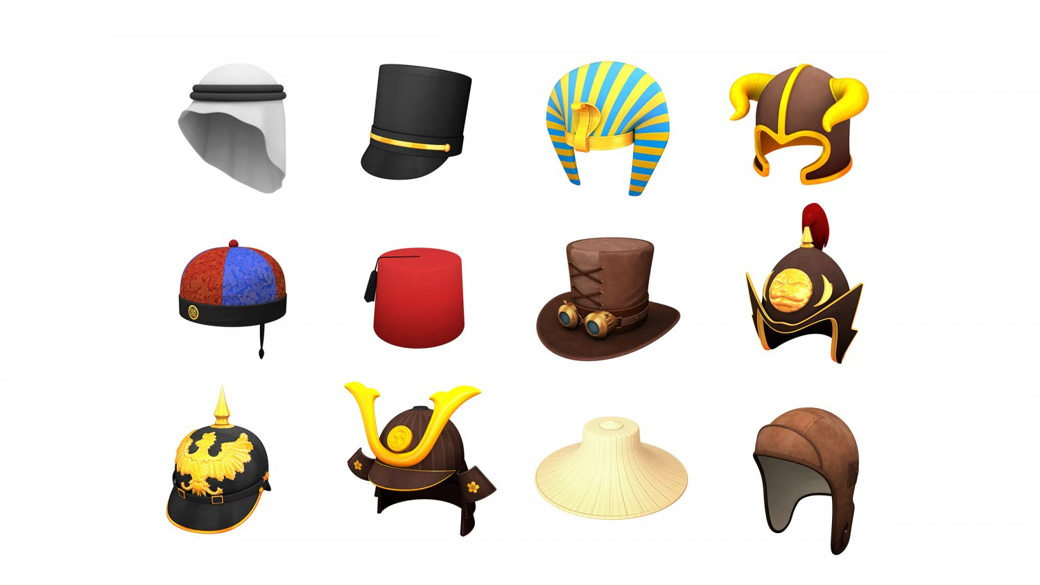 hats and helmet pack 7 3D Model .c4d .max .obj .3ds .fbx .stl .blend