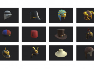 hats and helmet pack 7 3D 模型