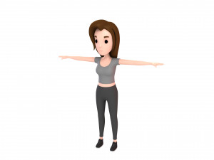 cartoon girl 003 girl model 3D Модель