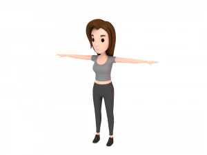 &ccedil;izgi film kız 003 kız modeli 3D Model