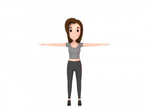 cartoon girl 003 girl model 3D Model