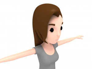 cartoon girl 003 girl model 3D Model