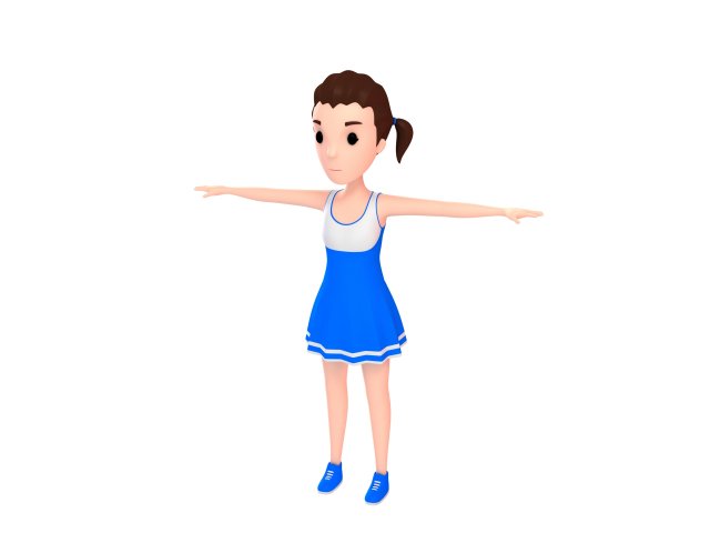 3d cartoon girl 004 cheerleader Model 3D .c4d .max .obj .3ds .fbx .stl .blend 