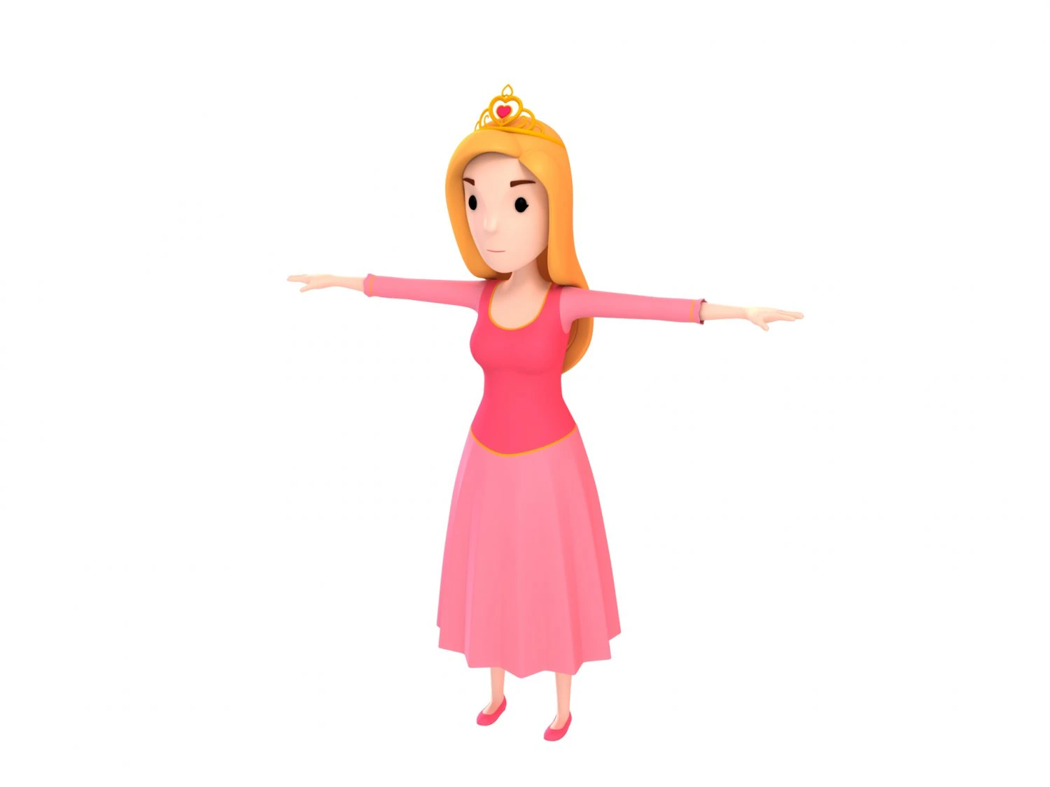 cartoongirl006 princess 3D Model .c4d .max .obj .3ds .fbx .stl .blend 