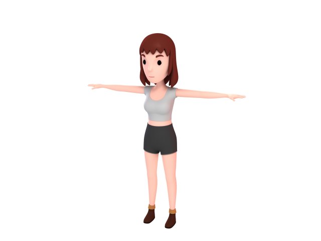3d cartoon girl 007 girl 3D Модель .c4d .max .obj .3ds .fbx .stl .blend 
