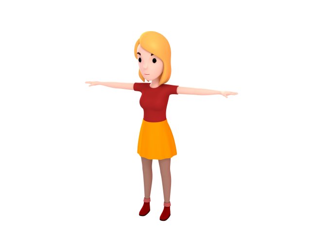 cartoon girl 010 girl 3D Model .c4d .max .obj .3ds .fbx .stl .blend 