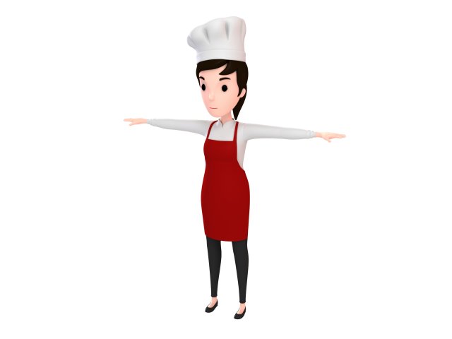 3d cartoon girl 013 chef woman 3D-Modell .c4d .max .obj .3ds .fbx .stl .blend 