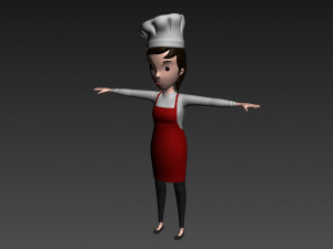 3d cartoon girl 013 chef woman 3D-Modell