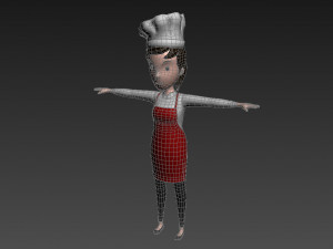 3d cartoon girl 013 chef woman 3D-Modell