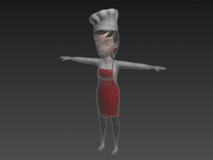 3d cartoon girl 013 chef woman 3D-Modell