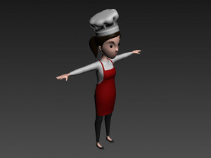 3d cartoon girl 013 chef woman 3D-Modell