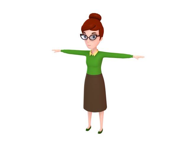 3d cartoongirl016 teacher model 3D Модель .c4d .max .obj .3ds .fbx .stl .blend 